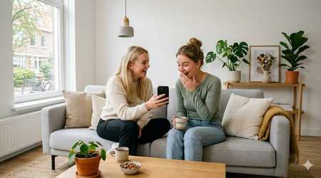 Twee vriendinnen verrassen elkaar met een cadeau